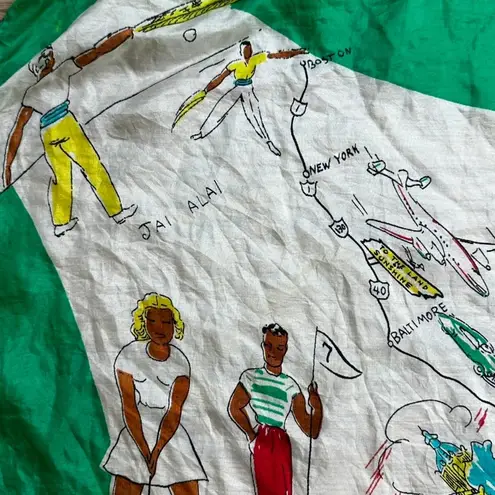 Vintage Florida Souvenir Silk Scarf Retro Land of Sunshine Travel Map Tourist Green