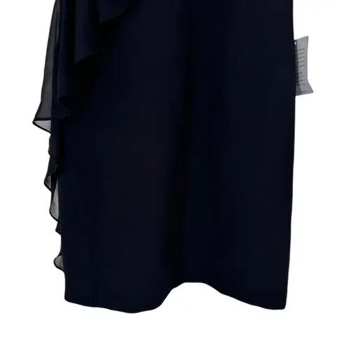 Eliza J Ruffle Front Mini Dress in Black size 6 NWT Sleeveless Crew Neck