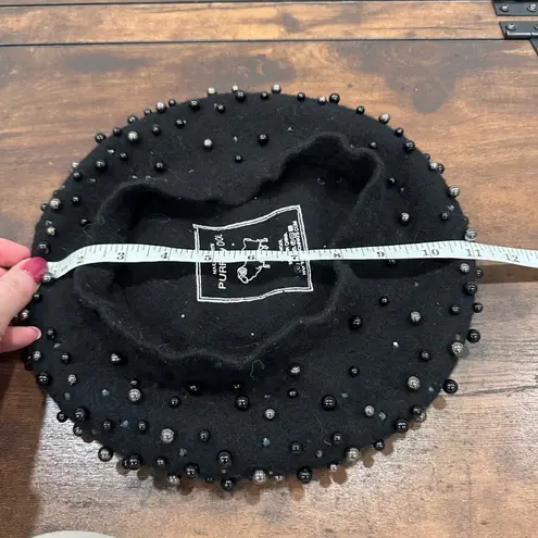 Epoch Hats Women's Black Wool Beret Embellished Pearls Beads Old Money