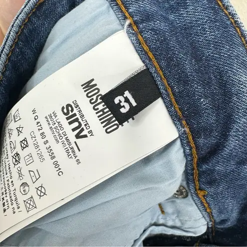 Love moschino Jeans High Rise Heart Patch Cropped Blue Cotton Womens 31