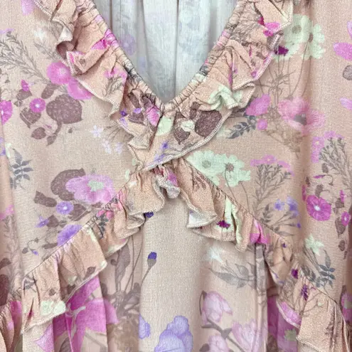 Spell & The Gypsy Wild Bloom Floral Mini Dress Blush Small Boho Festival Whimsy Pink