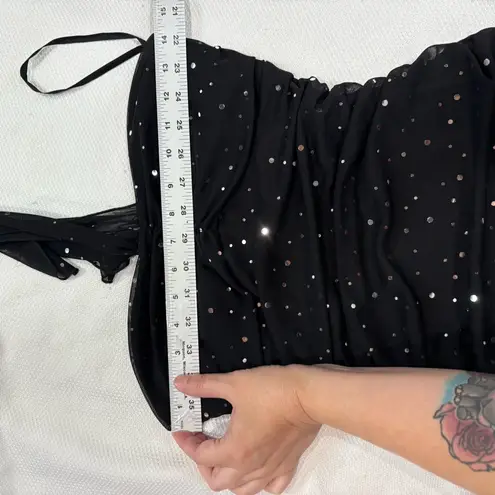 Taboo Y2k Dress Womens M Black Silver Halter Handkerchief Sparkly Embellished - Image 4