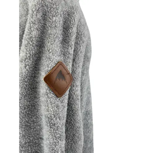 Burton Women's Gray Fleece Teddy Long Sleeve Hoodie Hooded Sweatshirt Top Size S