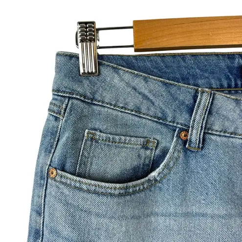 Sincerely Jules High Rise Straight Crop Jeans Raw Hem Button Fly Size 28 Blue