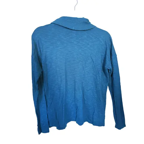 Lilla P Heathered Teal Turtleneck Long Sleeve Knit Top XS Teal Blue Quiet Luxury