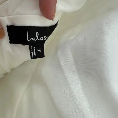 Lulus Elevated Icon White Jacquard Long Sleeve Bow Mini Dress Size M Size M