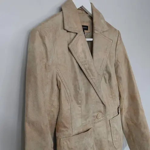 Vintage Y2K New York & Company Copper Gold Shimmer 100% Leather Blazer Size 2