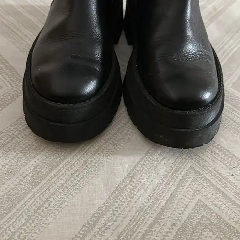 Kurt Geiger SAWYER WOMENS BLACK EMBELLISHED LEATHER SLIP ON CHELSEA BOOTS SIZ 37