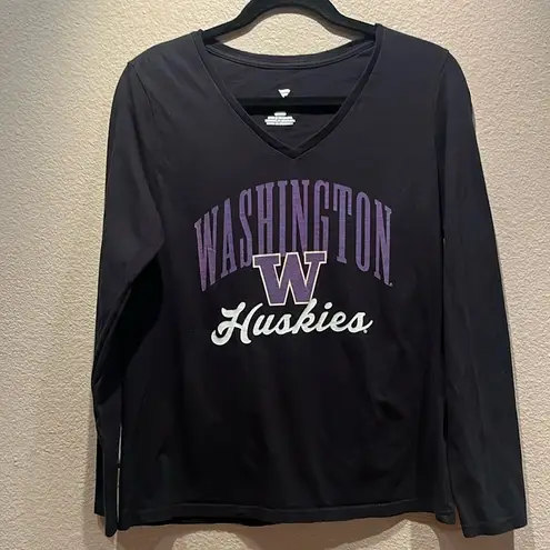 Fanatics UW University of Washington Huskies Women’s V Neck shirt Black Size Medium