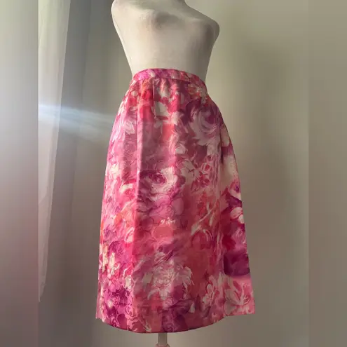 Vintage ‘90s Anne Crimmins for Umi Collections 100% Silk Floral Print Skirt Suit Pink Size 8
