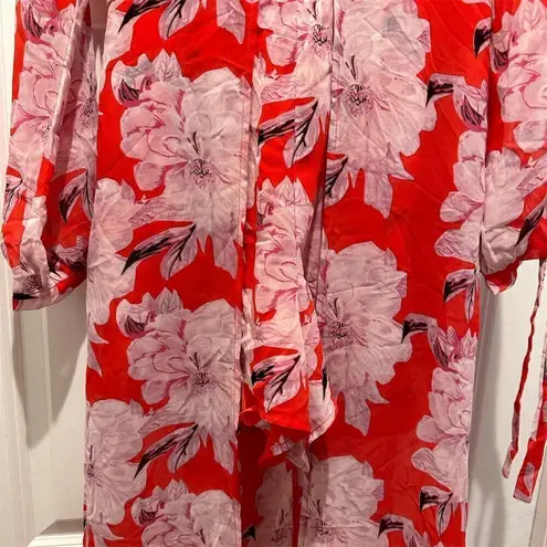 The Room Women's Pink Floral V-Neck Belted Flowy Romper Sleeveless Size S