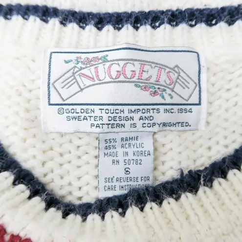 Vintage 90s Nuggets American Flag Patriotic Sweater Red