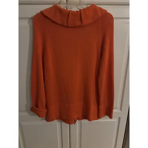 Windridge Cheryl Nash Orange Knit Zipper Front Cardigan Sweater Women M Size M