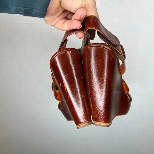 Cynthia Vincent Leather Wedge Sandals Women's Size 8.5M Platform Heels Brown