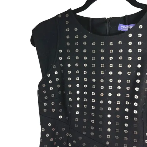 Vivienne Tam Black Wool Blend Sleeveless Top Metallic Sequins Fits Medium