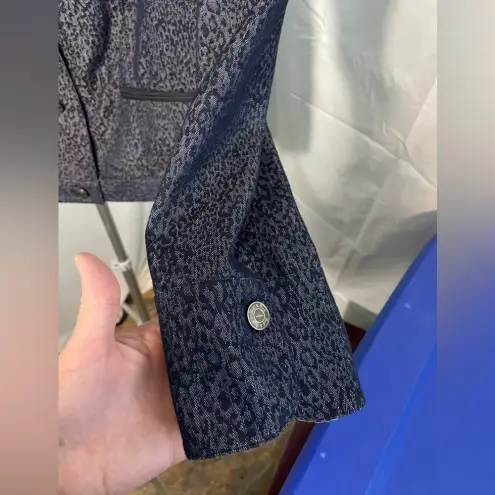 Peck & Peck Peck & Peck Weekend Blue Animal Print Blazer Button Front Jacket Womens Sz 12 - Image 8