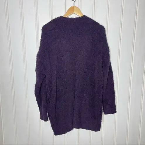 Barefoot Dreams CozyChic Open Front Fuzzy Sherpa Cardigan Purple Size S/M 218 - Image 6