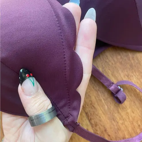 Trillium Purple Bralette Style Bikini Top with Scalloped Edges Adjustable Straps Size XS