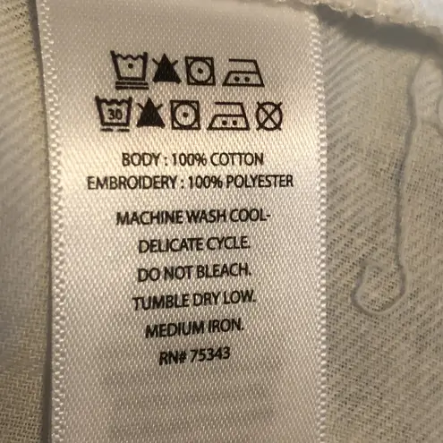 Rachel Zoe  White with Blue Embroidery Cotton Nightgown S