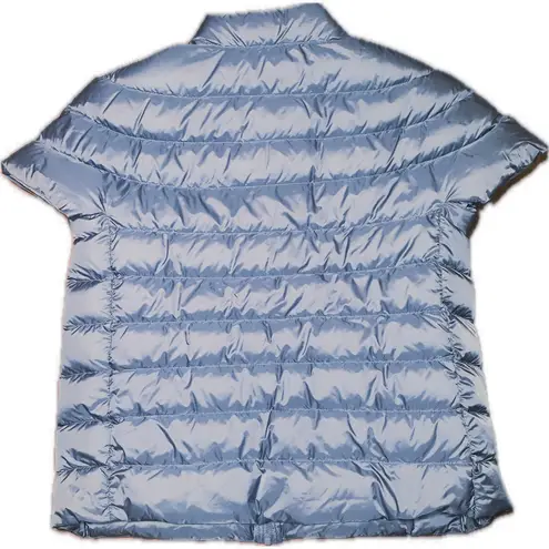 Martha Stewart Dusty Blue Down Insulated Zip Puffer Vest Short Sleeve Jacket M Size M