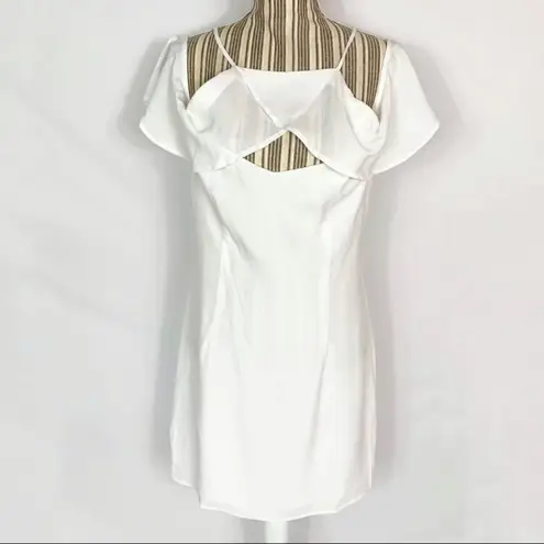 BB Dakota NEW  Kaless Off Shoulder White Ruffle Cut Out Shift Dress Women’s 10