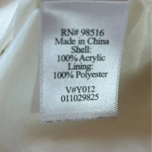 Coldwater Creek Knit Boucle Sweater Jacket Full Zip Collar Cream Ivory Womens XL