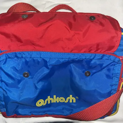 Vintage 90s Oshkosh Red Blue Yellow Primary Childs Messenger Diaper Carry