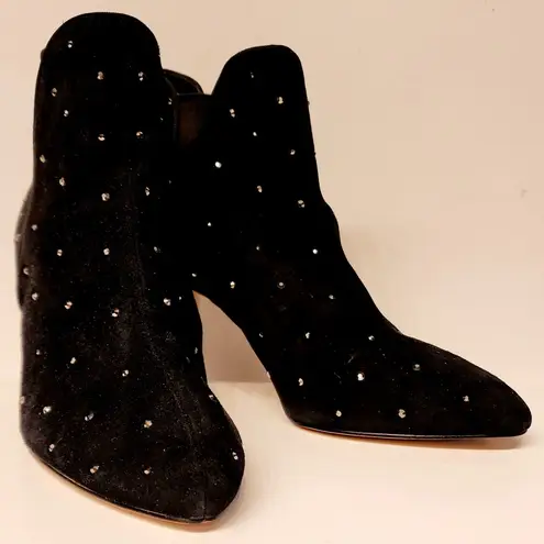 White House | Black Market  Laila Suede Rhinestone Women’s Black Ankle Boots Size 7