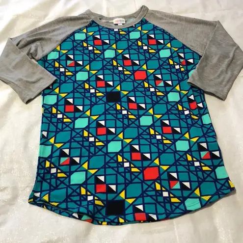 LuLaRoe  Randy Shirt Pattern Print with gray arms S