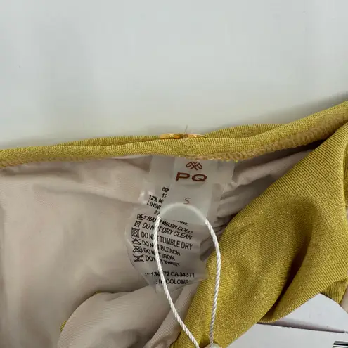PQ SWIM PILYQ Bikini Bottoms Size Small Haven Tie Full String Swim NWT Shimmer Yellow