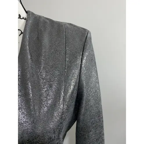 Trouvé Metallic Sliver Blazer Front Zip Zip Sleeves Size Small EUC Silver