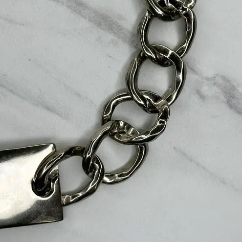 The Bar Chunky Silver Tone Metal Chain Link Belt Size XS Small S