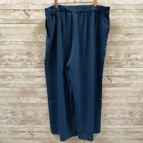 J. Jill Womens XL *READ Pants Wide Leg Pull On Comfort Blue AOP White Polka Dots
