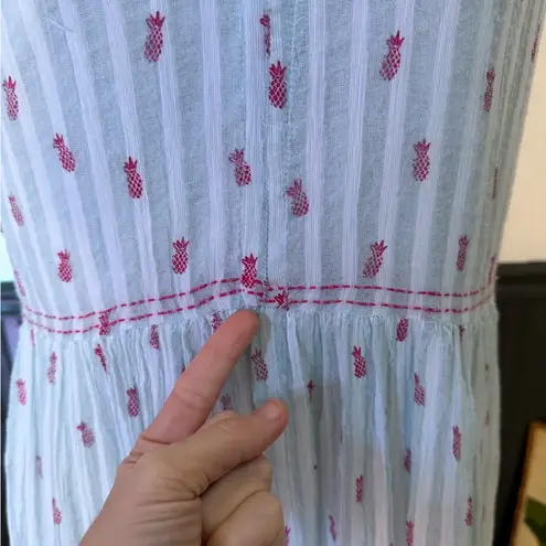 Hatley 100% Organic Cotton Striped Pineapple Maxi Dress ~ Size Large 💚🍄 Pink