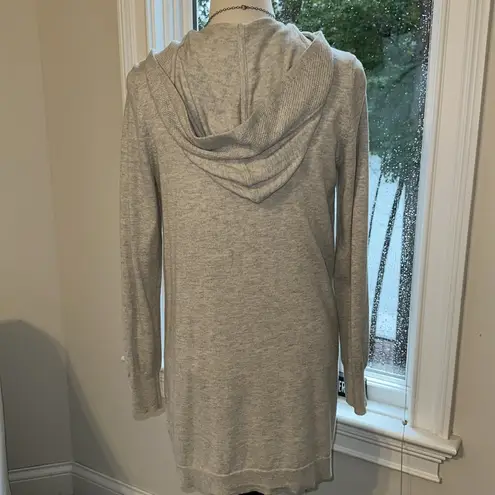 The White Company Hooded Open Cardigan, Merino/Cotton, light Grey, Medium, EUC Silver