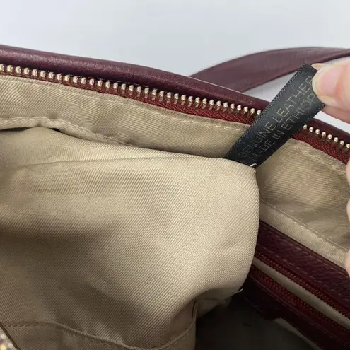 M. London Burgundy Maroon Leather Shoulder Bag Silver Hardware Y2k Red