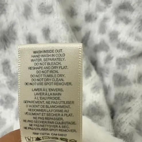 Bella Dahl NWT Medium Gray Titanium Sweater Animal Print Cheetah Fuzzy Soft Cute