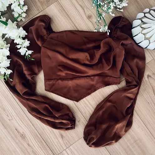 Chocolate Brown Silk Top Size XS