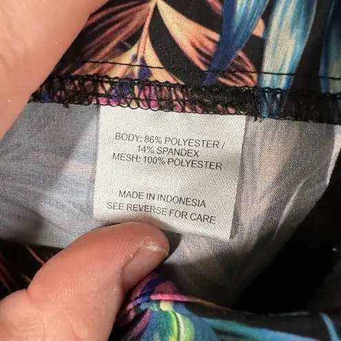 Reel Legends Womens 2X Hawaiian Print Performance Shorts Drawstring Zip Pockets Black