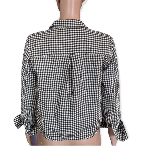 Madewell  Flannel Tie Front Gingham Button Down Shirt Size S NEW