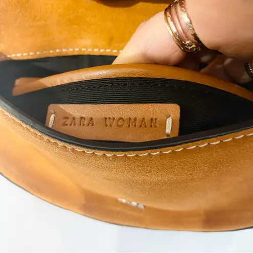 ZARA 100% leather and chain waist belt bag with silver hardware