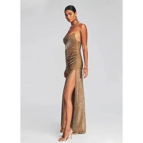 retrofete Katya Sequin Maxi Dress Bronze Womens Size Small Gold