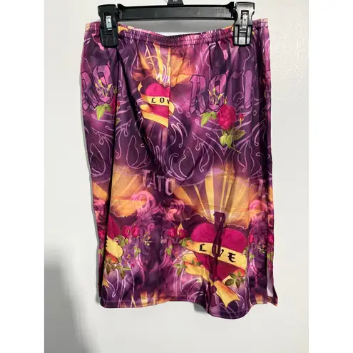VTG Y2K Girlfriends LA Skirt XS Purple Heart Tattoo Skater Rock Love Whimsygoth
