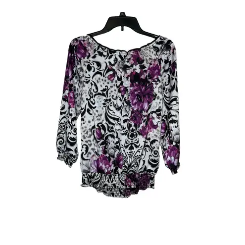 WHBM Women's Top Satin Floral V