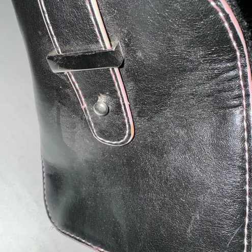 Montreal designers Matt & Nat black with pink piping, top handle bag.