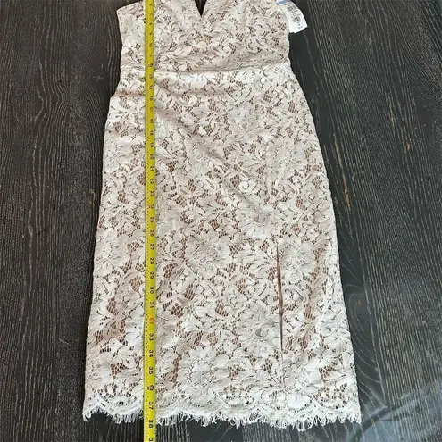 Lulus White Crochet Lace Bodycon Midi Dress M Adjustable Straps Front Slit Size M