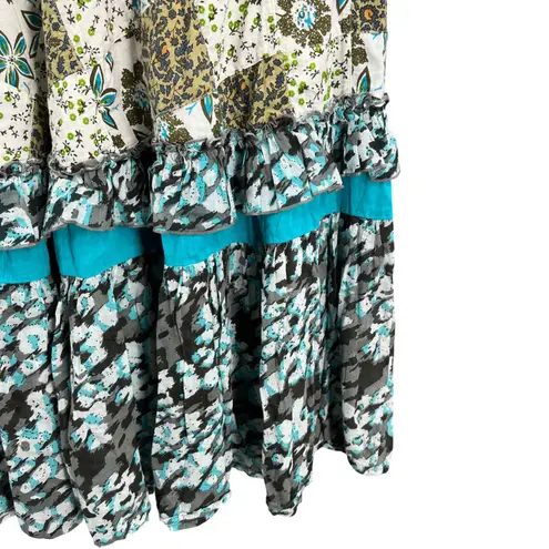 Raga XL Patchwork Floral Print Cotton Maxi Skirt Ruffle Trim Boho Summer