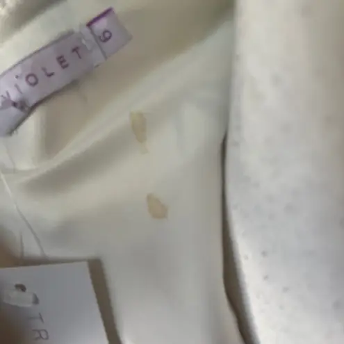 True Violet White Floral Dress Ruffle Hem Square Neck Cocktail Party Sz 6