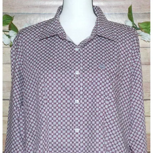 Panhandle Maroon Patterned Size XL Button Down Western Shirt Cowgirl Rodeo