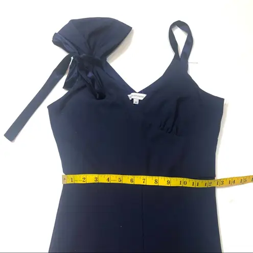 The Vanity Room  Navy Velvet Bow Scuba Jumpsuit